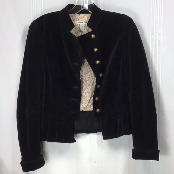 VTG American Rag Black Cotton Velveteen Cropped Lined Jacket - Picture 14 of 16